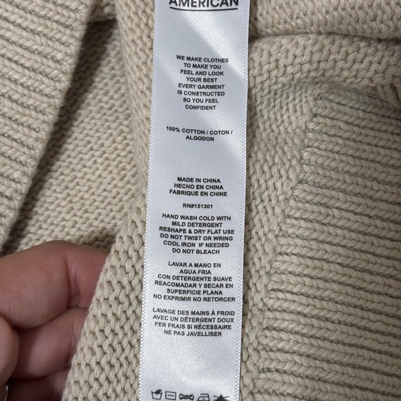 Good American Chunky Oversized Cardigan Cotton in Cream Beige Size 5/6 • 2XL/3XL - Picture 7 of 7